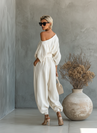 Ensemble en Lin Haut-Décollé Pantalon