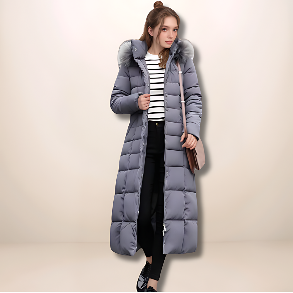 Deborah | Manteau d'hiver long avec capuche en fourrure