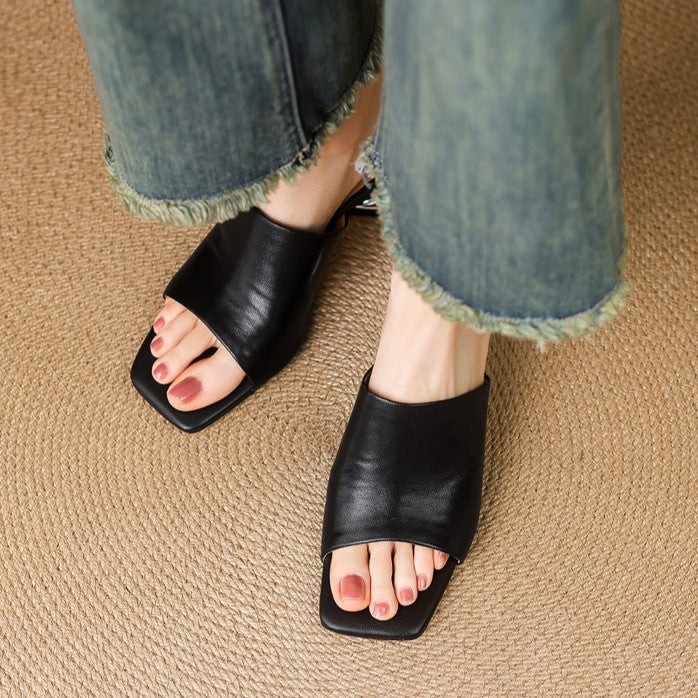Mules en cuir Virelle Curve avec talon
