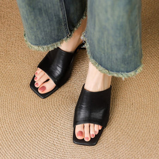 Mules en cuir Virelle Curve avec talon