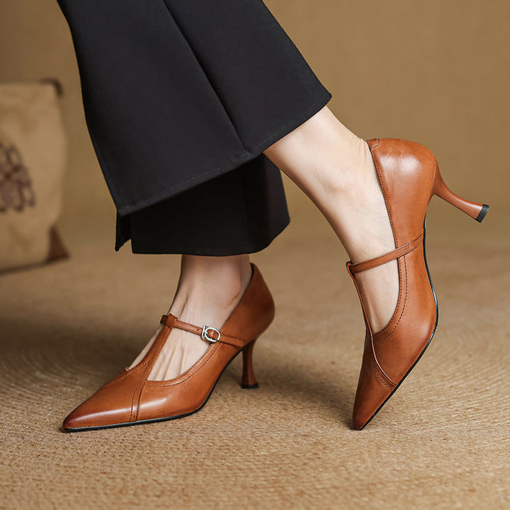 Aveline Cuir T-Riemen Escarpins