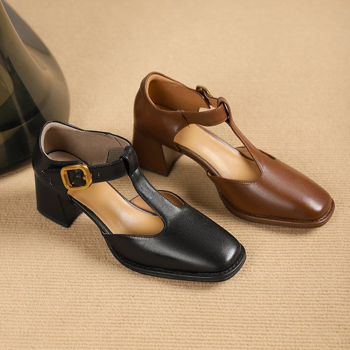 Marcele T-Riemen Cuir Escarpins