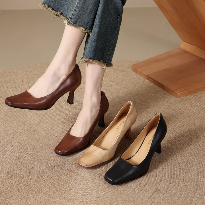 Elviera Escarpins en Cuir Carrés