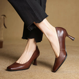Elviera Escarpins en Cuir Carrés