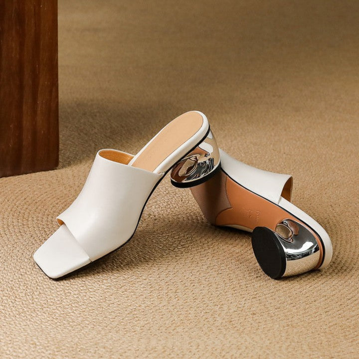 Mules en cuir Virelle Curve avec talon