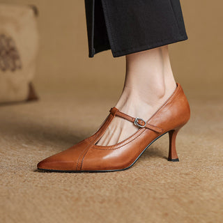 Aveline Cuir T-Riemen Escarpins