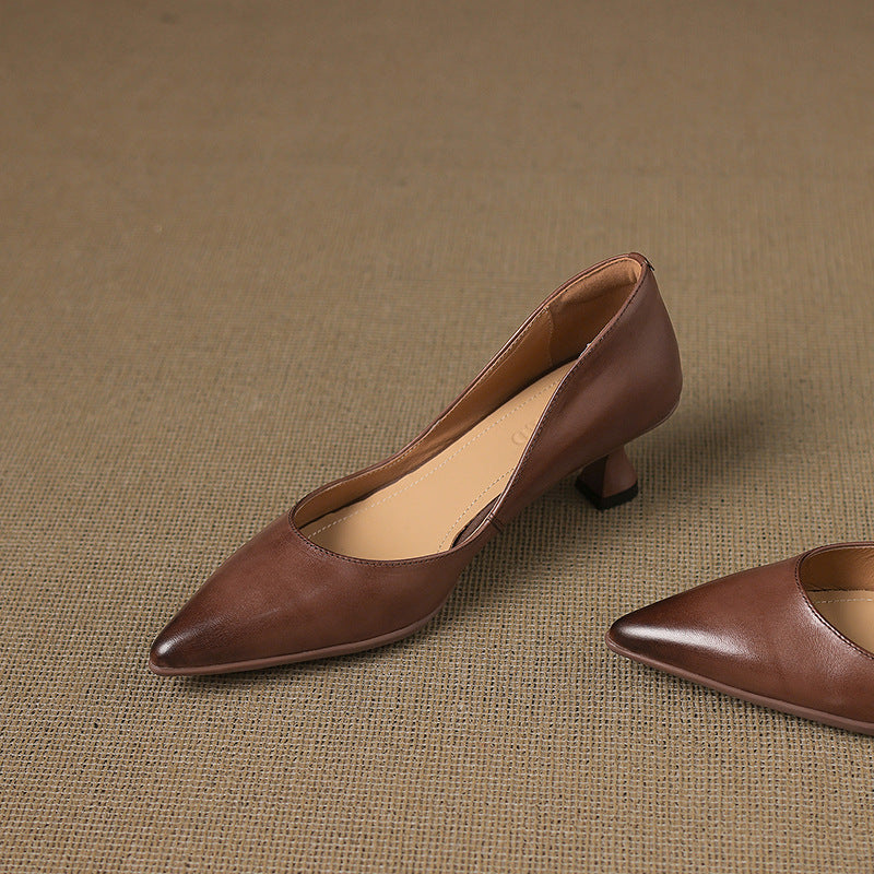 Calenne Cuir Talons Kitten