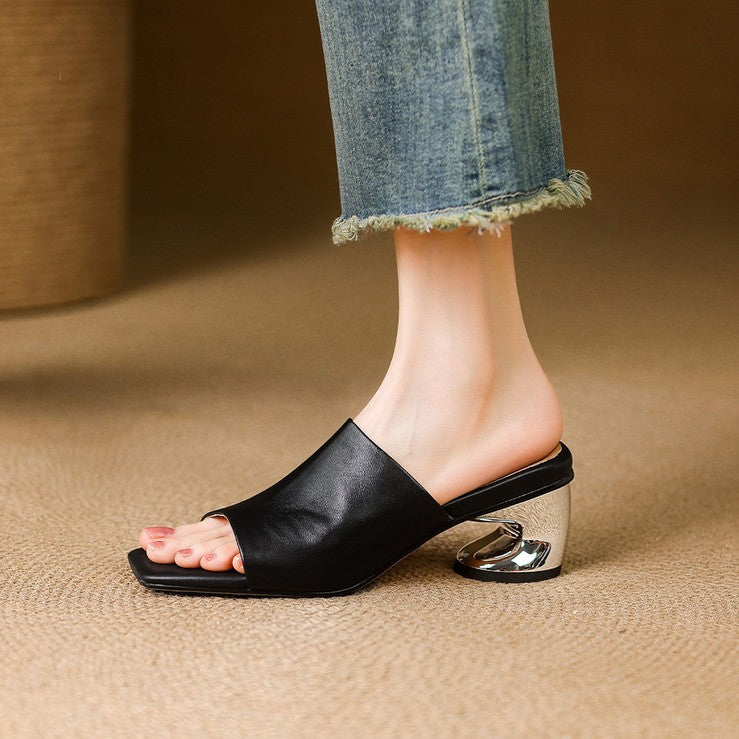 Mules en cuir Virelle Curve avec talon