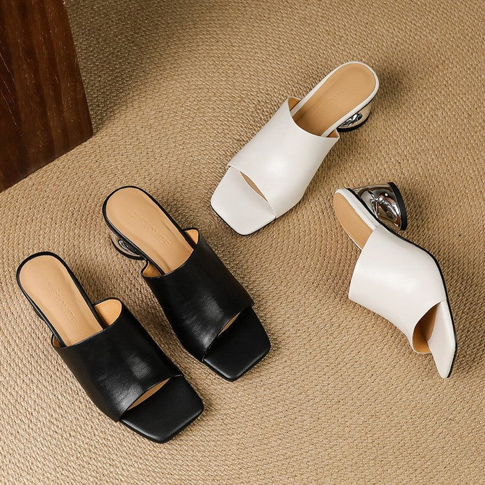 Mules en cuir Virelle Curve avec talon