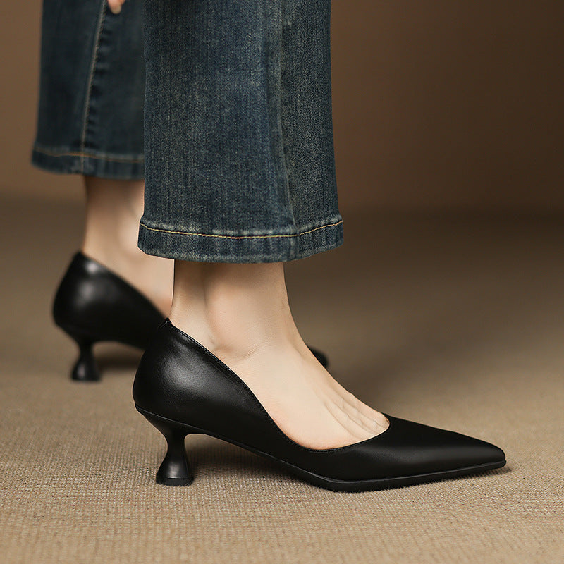 Calenne Cuir Talons Kitten