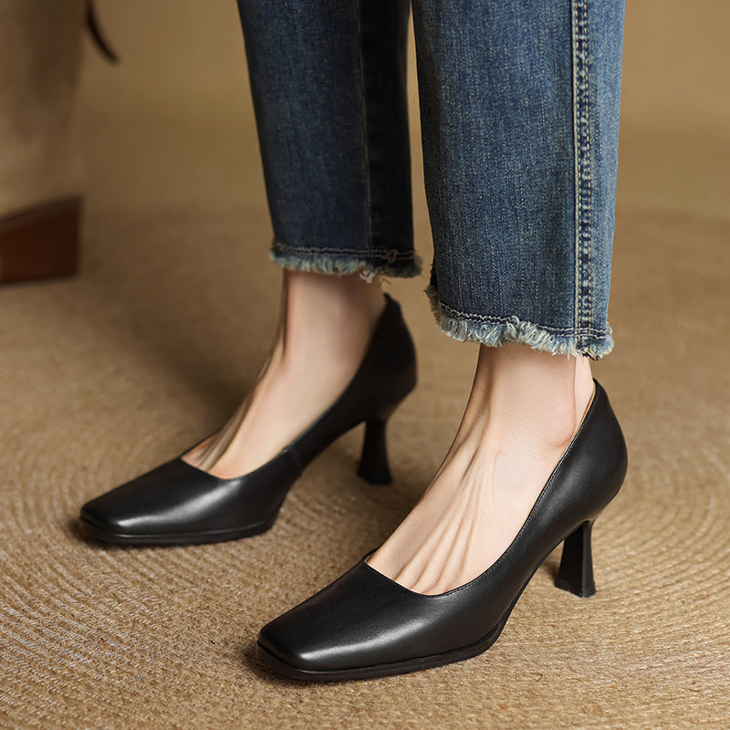 Elviera Escarpins en Cuir Carrés