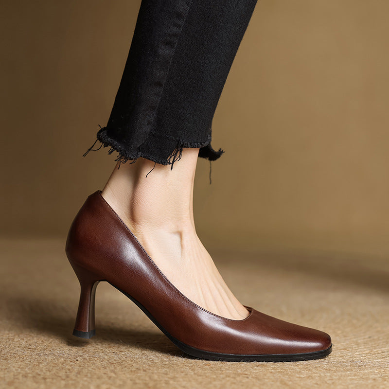 Elviera Escarpins en Cuir Carrés