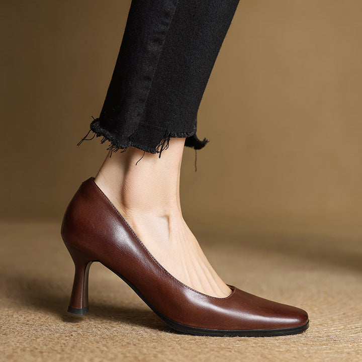 Elviera Escarpins en Cuir Carrés