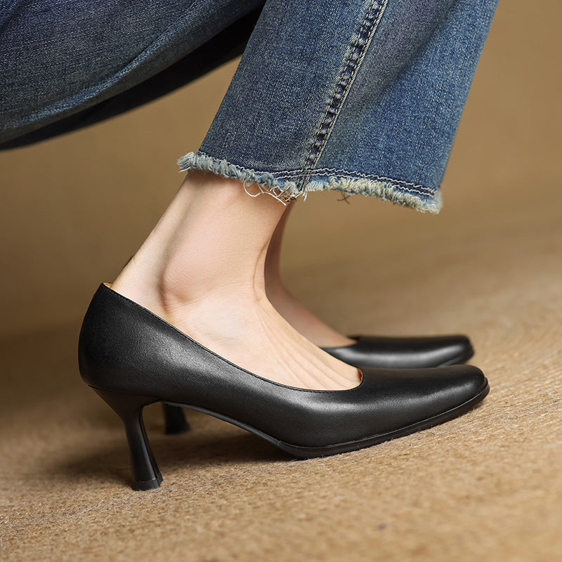 Elviera Escarpins en Cuir Carrés