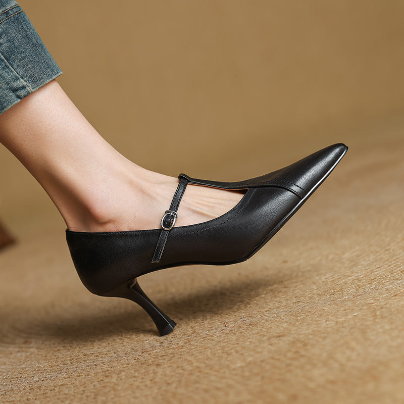 Aveline Cuir T-Riemen Escarpins