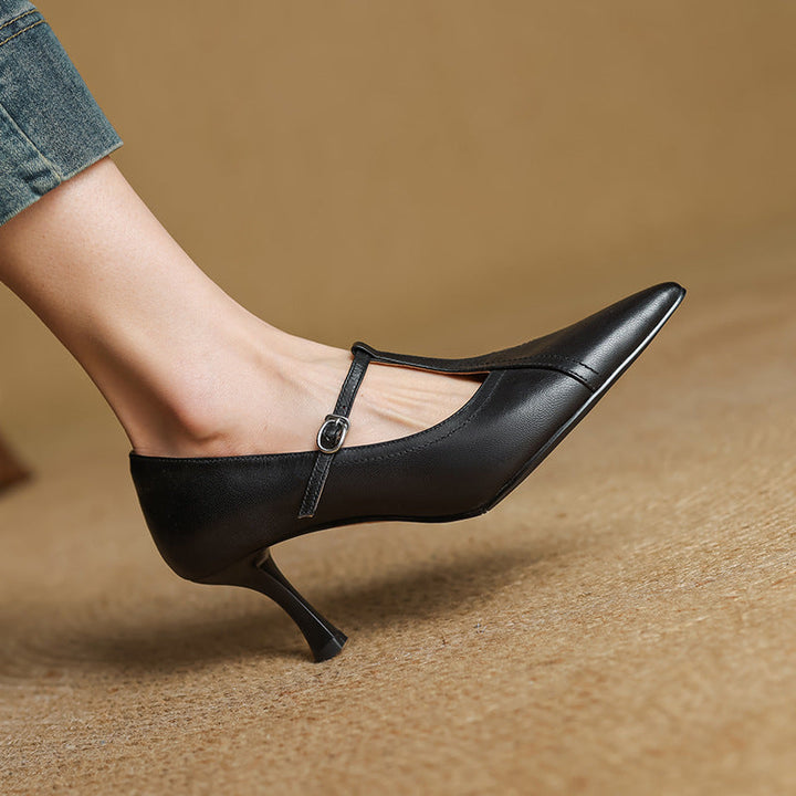 Aveline Cuir T-Riemen Escarpins