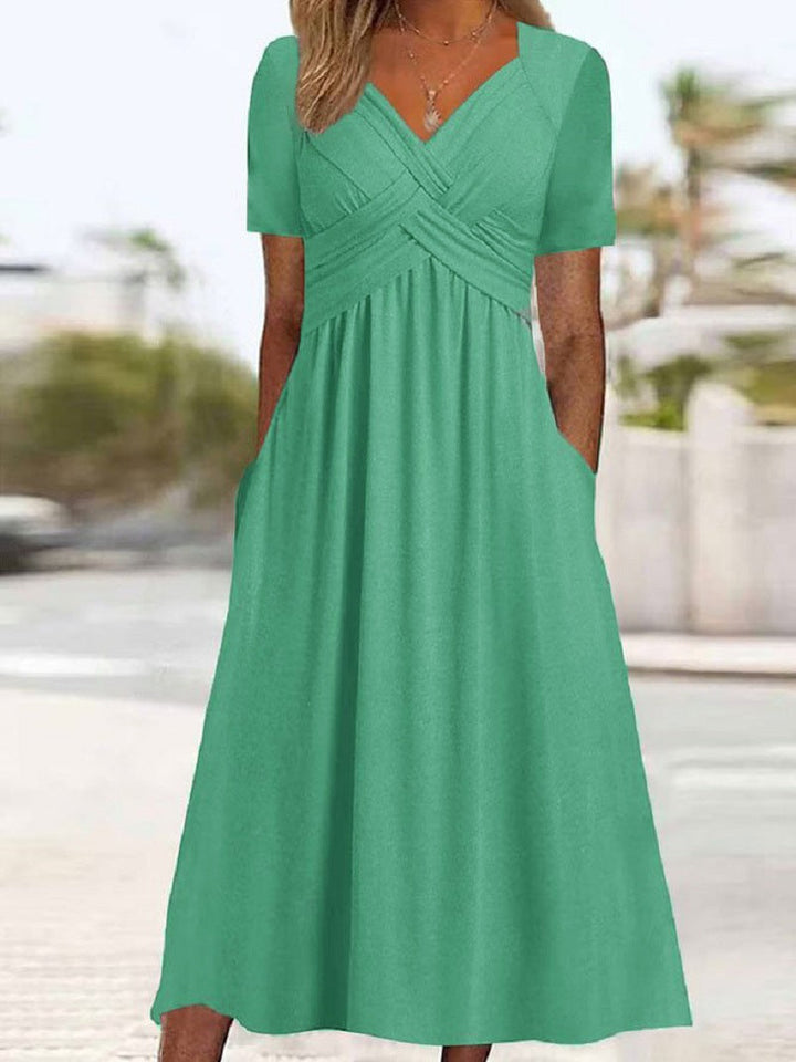Carmen - Robe Midi Croisée pour un Look Élégant