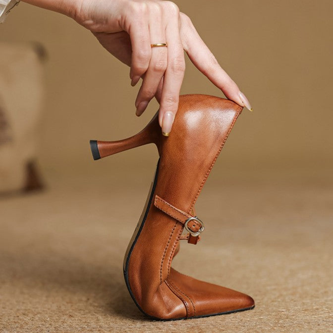 Aveline Cuir T-Riemen Escarpins