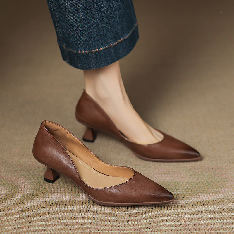 Calenne Cuir Talons Kitten