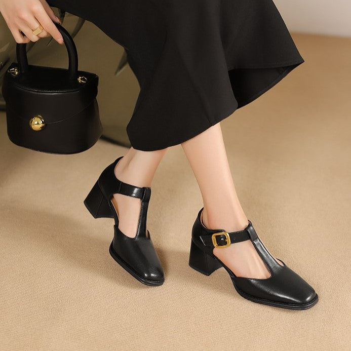 Marcele T-Riemen Cuir Escarpins