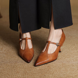 Aveline Cuir T-Riemen Escarpins