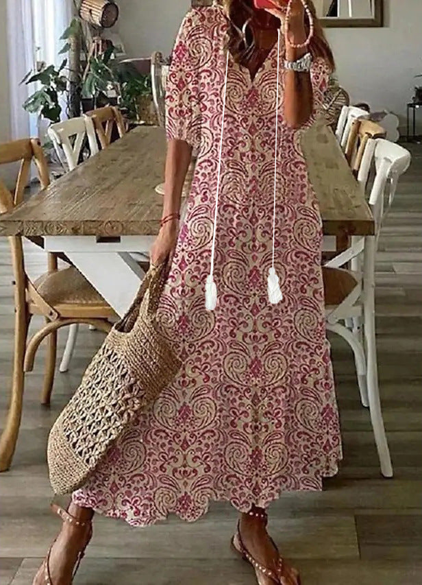 Amalia | Robe Maxikleid Vintage Boho d'Été