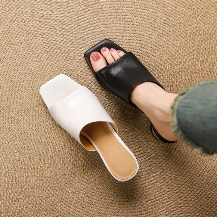 Mules en cuir Virelle Curve avec talon