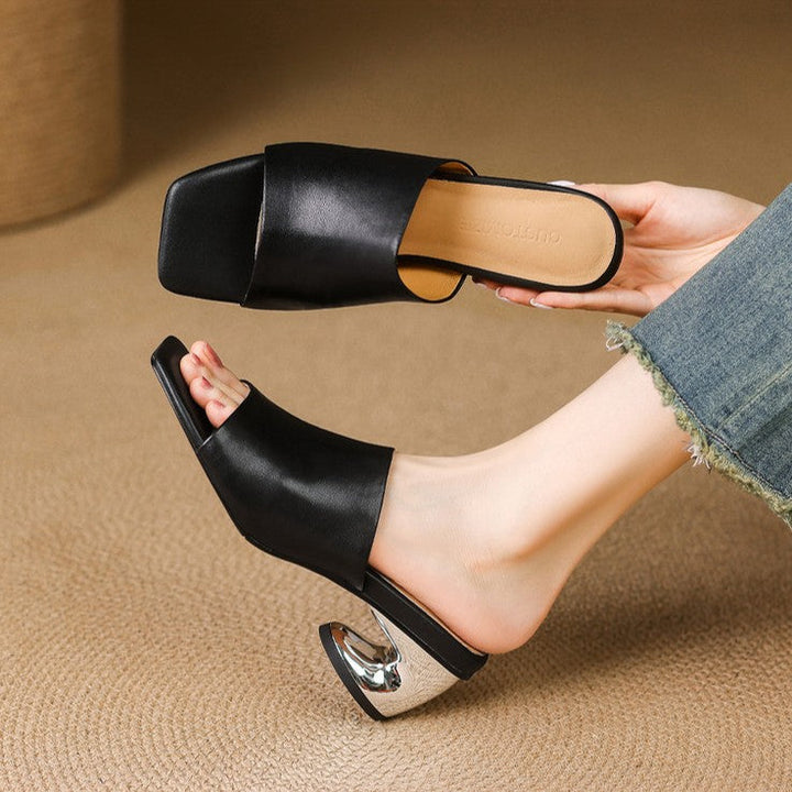 Mules en cuir Virelle Curve avec talon