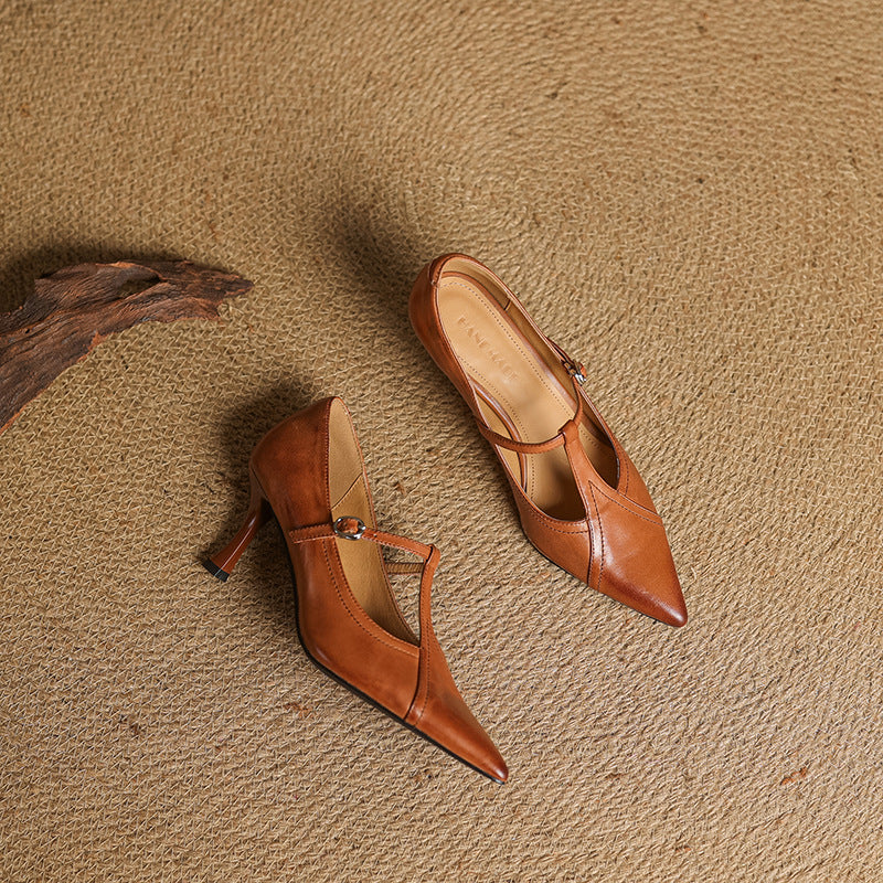 Aveline Cuir T-Riemen Escarpins