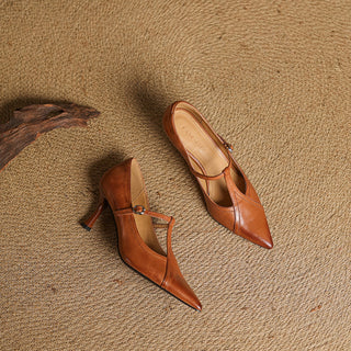 Aveline Cuir T-Riemen Escarpins