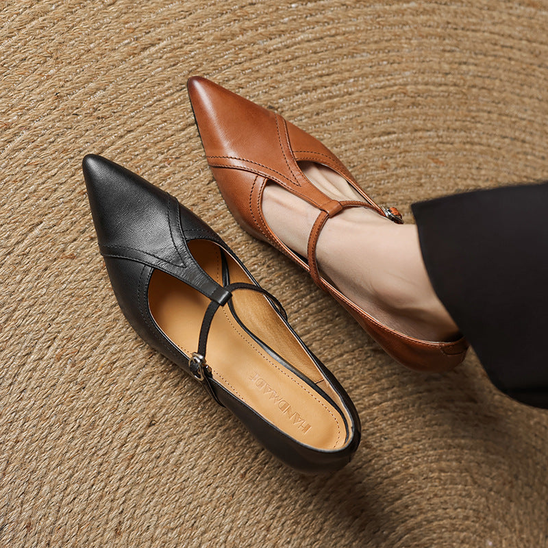 Aveline Cuir T-Riemen Escarpins