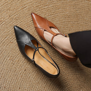 Aveline Cuir T-Riemen Escarpins