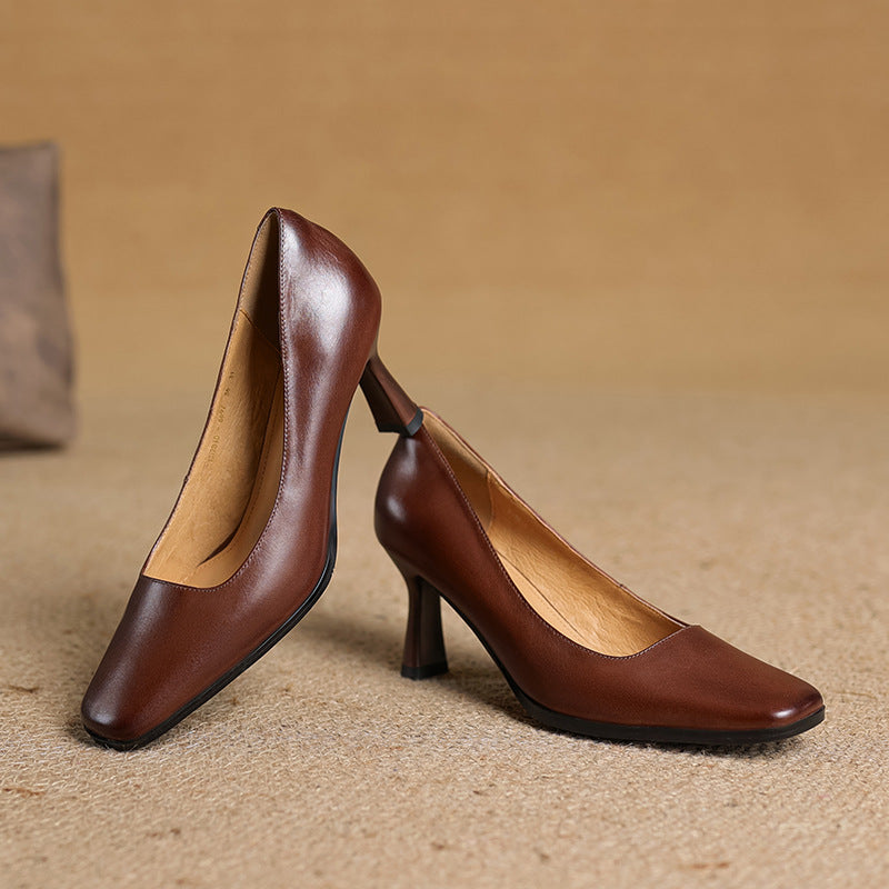 Elviera Escarpins en Cuir Carrés
