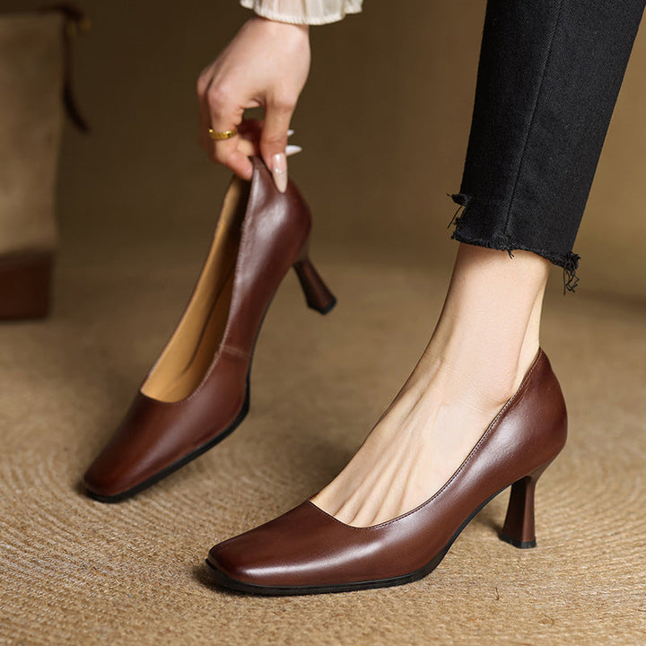 Elviera Escarpins en Cuir Carrés