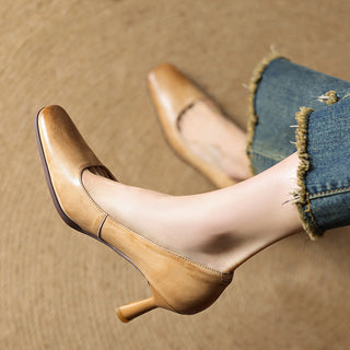 Elviera Escarpins en Cuir Carrés