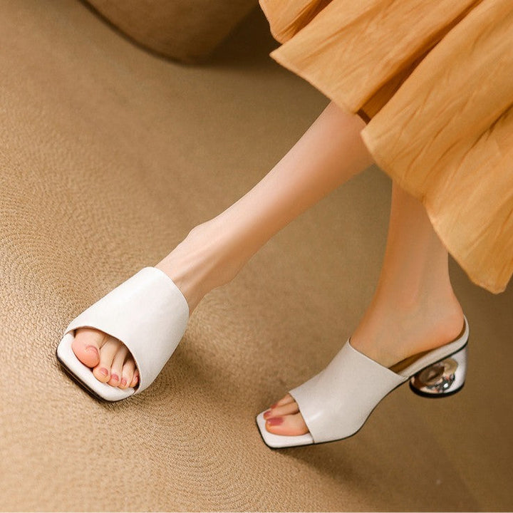 Mules en cuir Virelle Curve avec talon