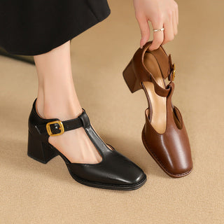 Marcele T-Riemen Cuir Escarpins