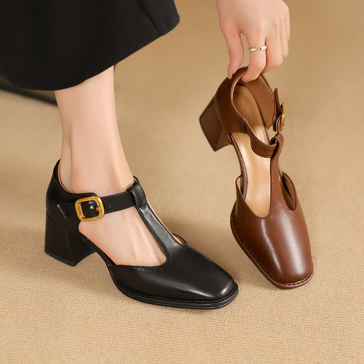 Marcele T-Riemen Cuir Escarpins