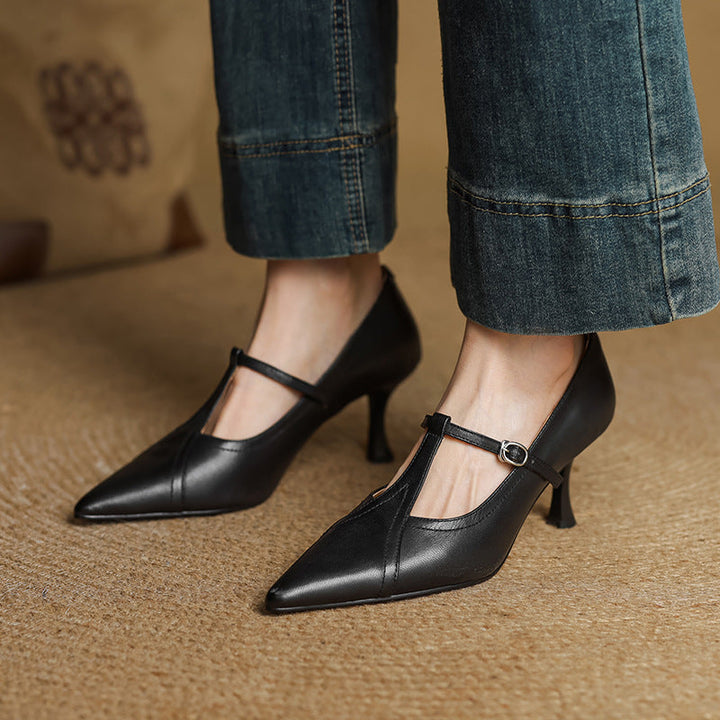 Aveline Cuir T-Riemen Escarpins