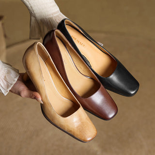 Elviera Escarpins en Cuir Carrés