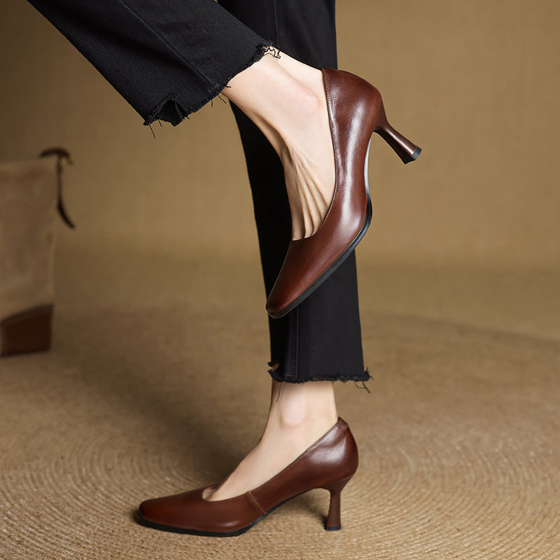 Elviera Escarpins en Cuir Carrés