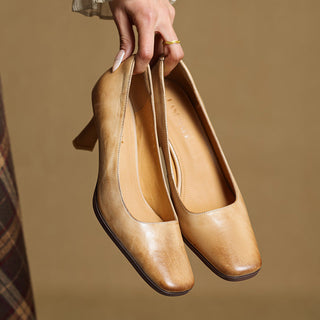 Elviera Escarpins en Cuir Carrés