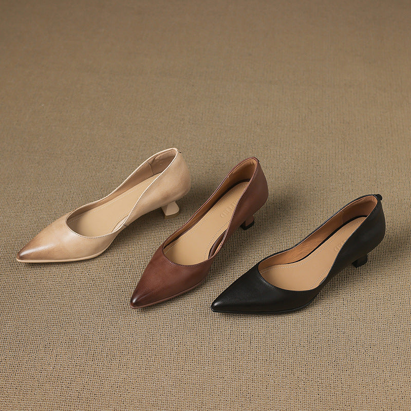 Calenne Cuir Talons Kitten