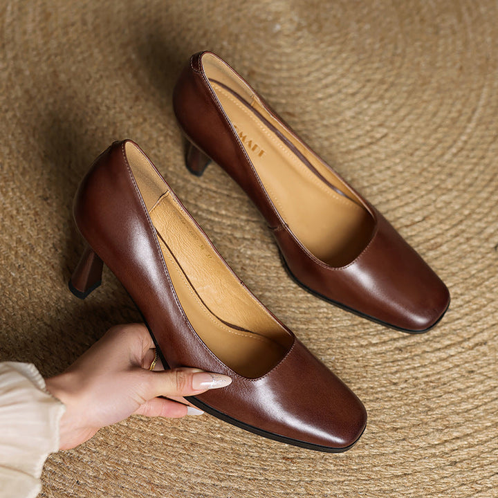 Elviera Escarpins en Cuir Carrés