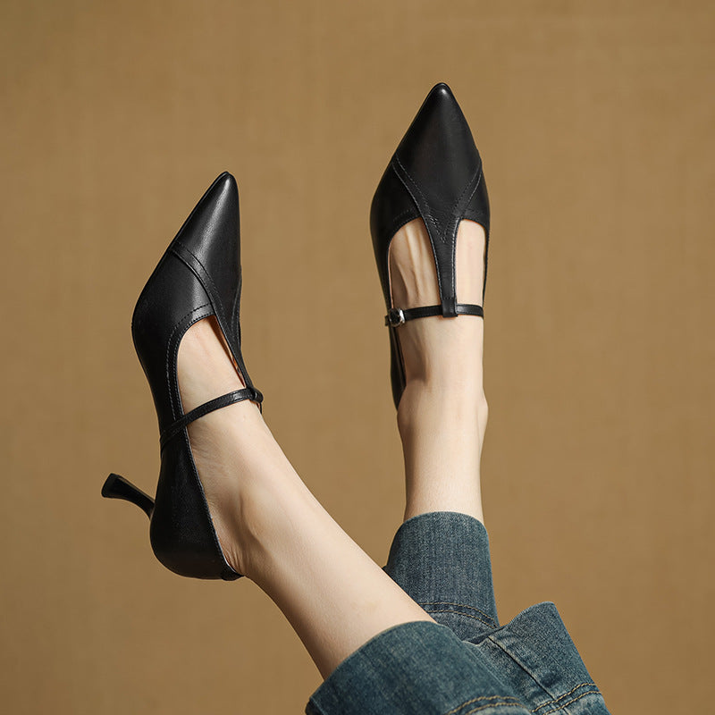 Aveline Cuir T-Riemen Escarpins