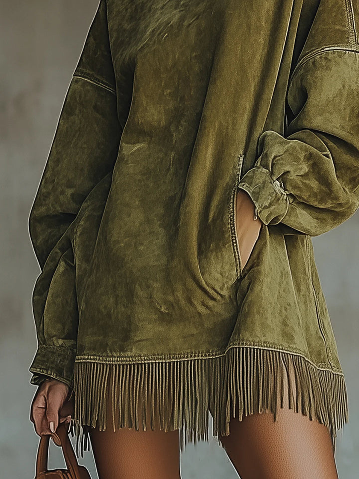 Muriel | Robe mini à manches longues avec franges