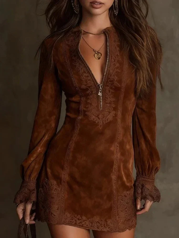 Anastacia | Robe mini en velours avec manches longues