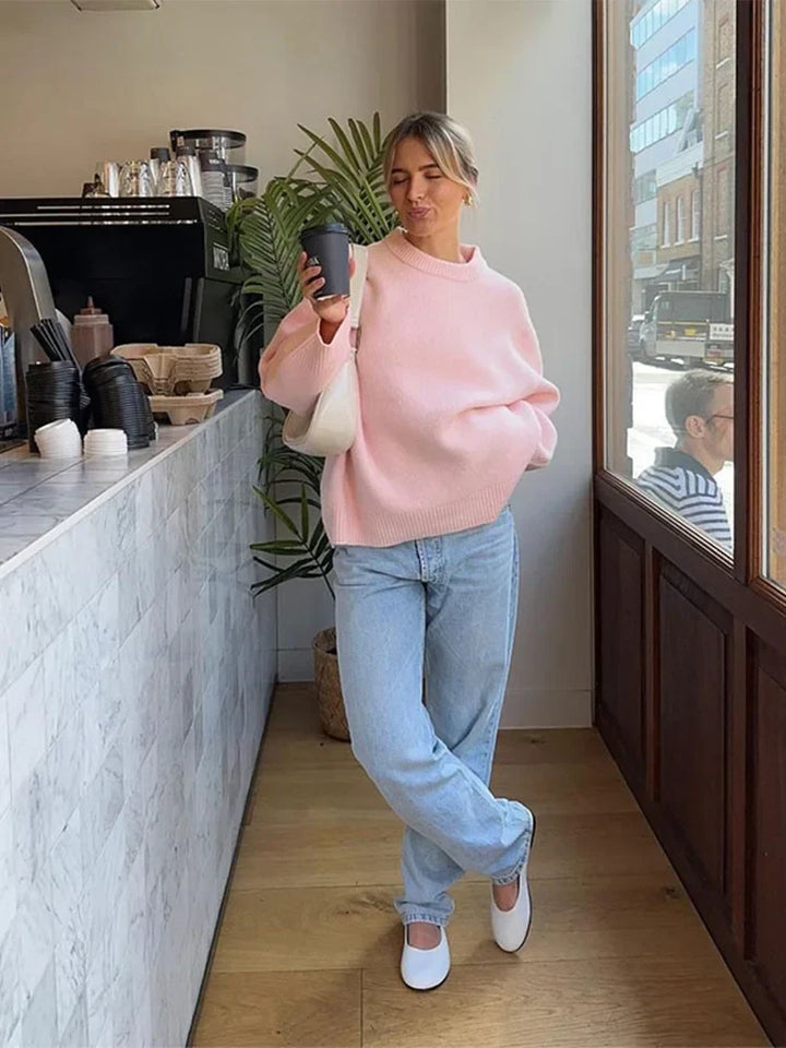 Rosalinda | Douce pull en tricot rose