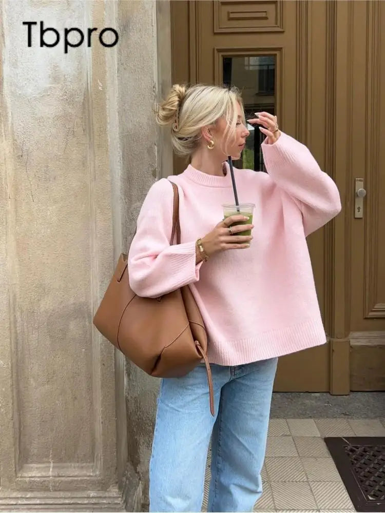 Rosalinda | Douce pull en tricot rose