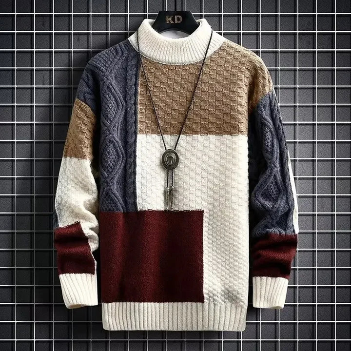 Erjean | Pull avec col rond et motif patchwork